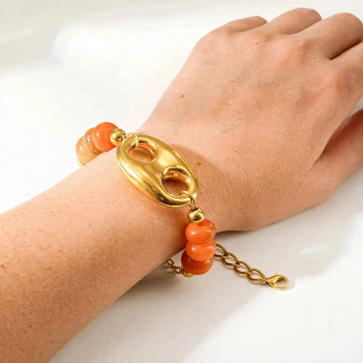 Bracelet Lya Maille grain de café et Cornaline