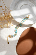 Bracelet Coline multirangs perles rose turquoise acier inoxydable