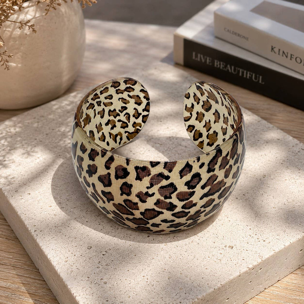 Bracelet Denise, manchette en leopard