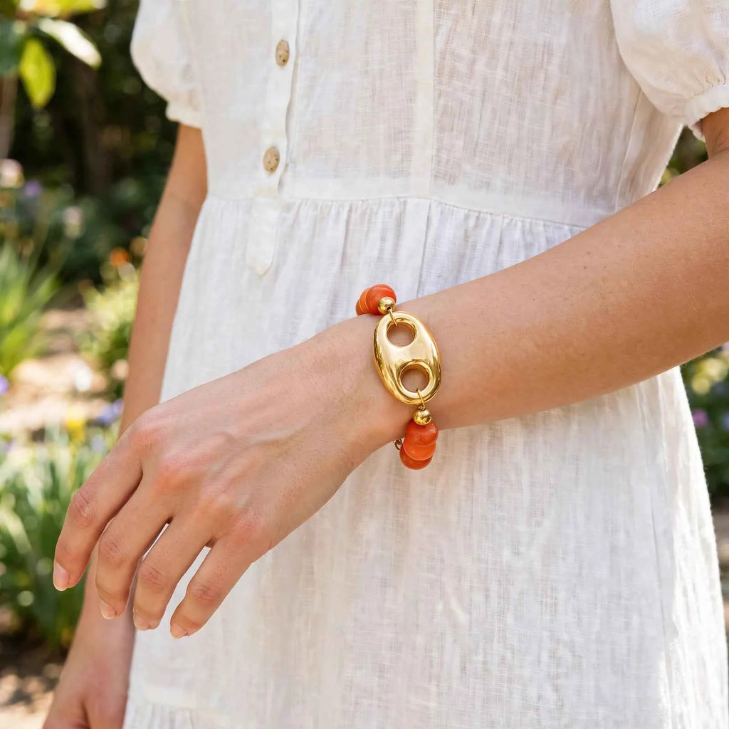 Bracelet Lya Maille grain de café et Cornaline