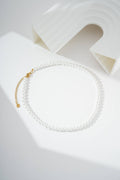 Collier perles blanches 6 mm doré acier inoxydable élégant