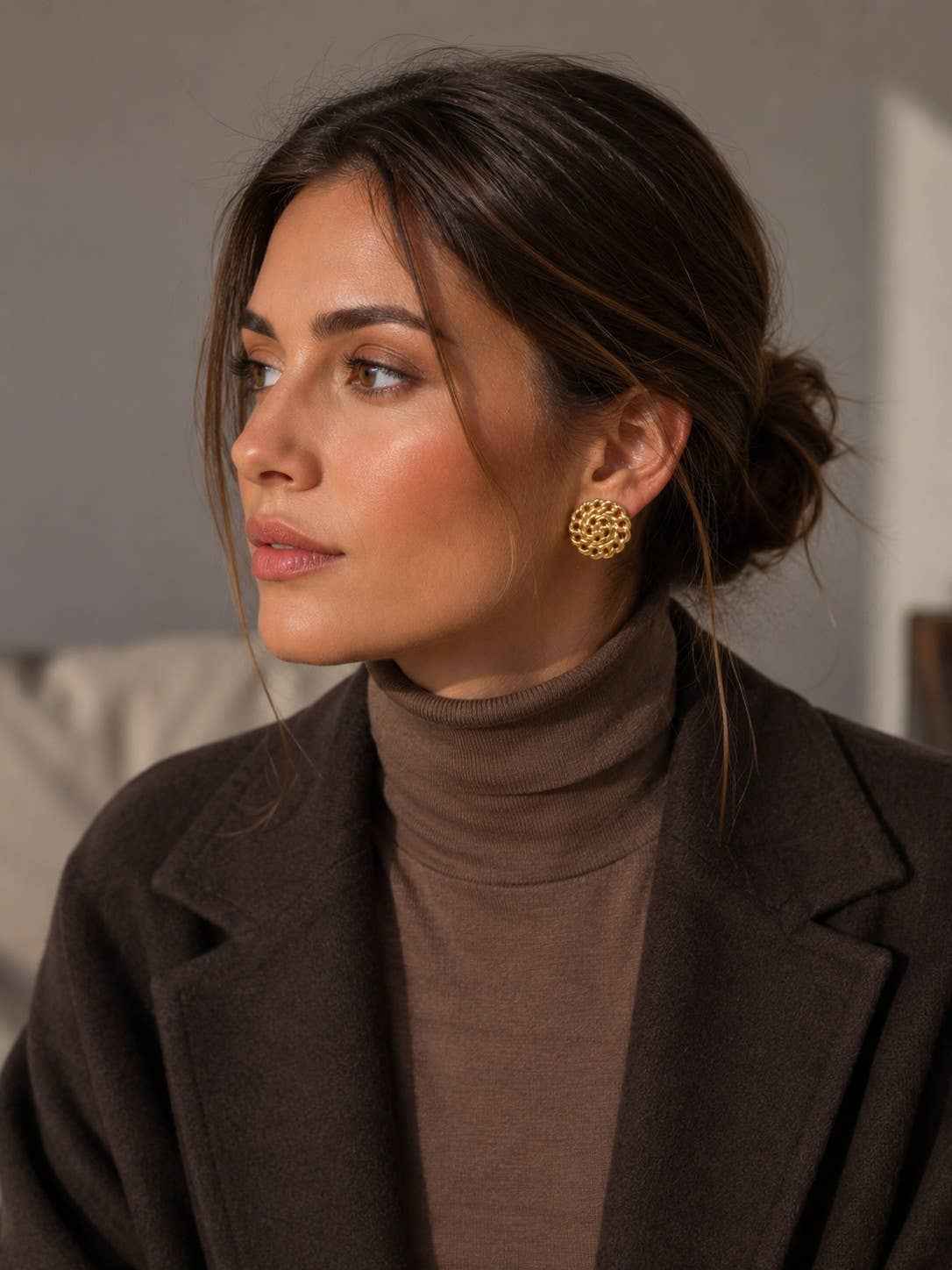 Boucles d'oreilles Maria  en acier inoxydable doré