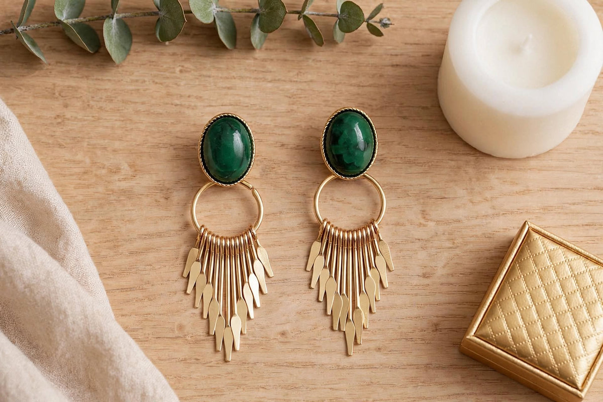 Boucles d’oreilles Grêla , acier inoxydable et résine