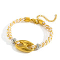 Bracelet LIA - Tressé Maille café Or & Blanc