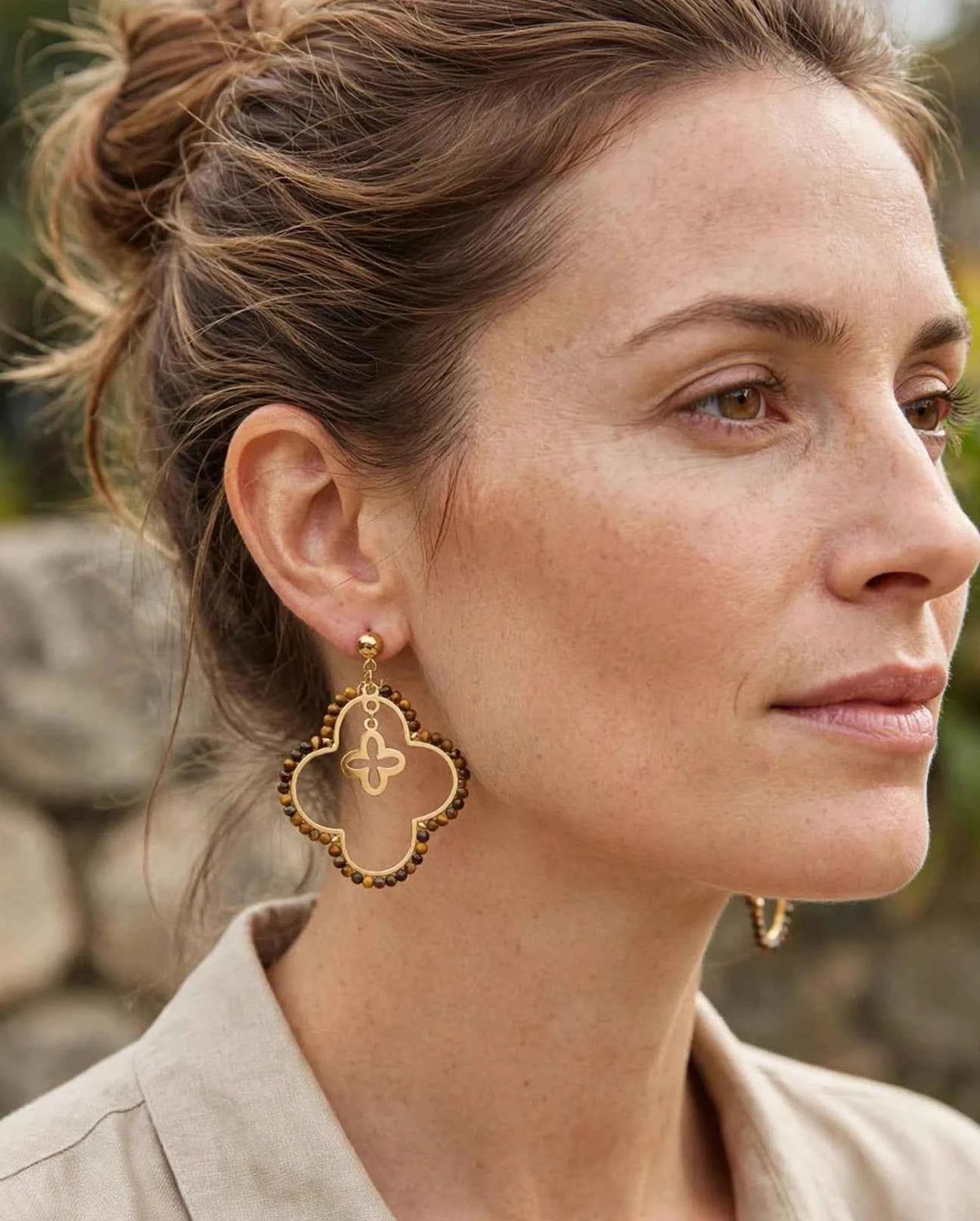 Boucles d’oreilles Irène, œil de tigre