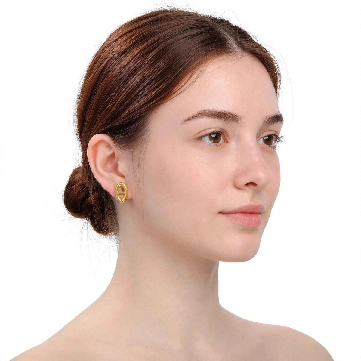 Puces Maëlle - Boucles Maille Marine Doré