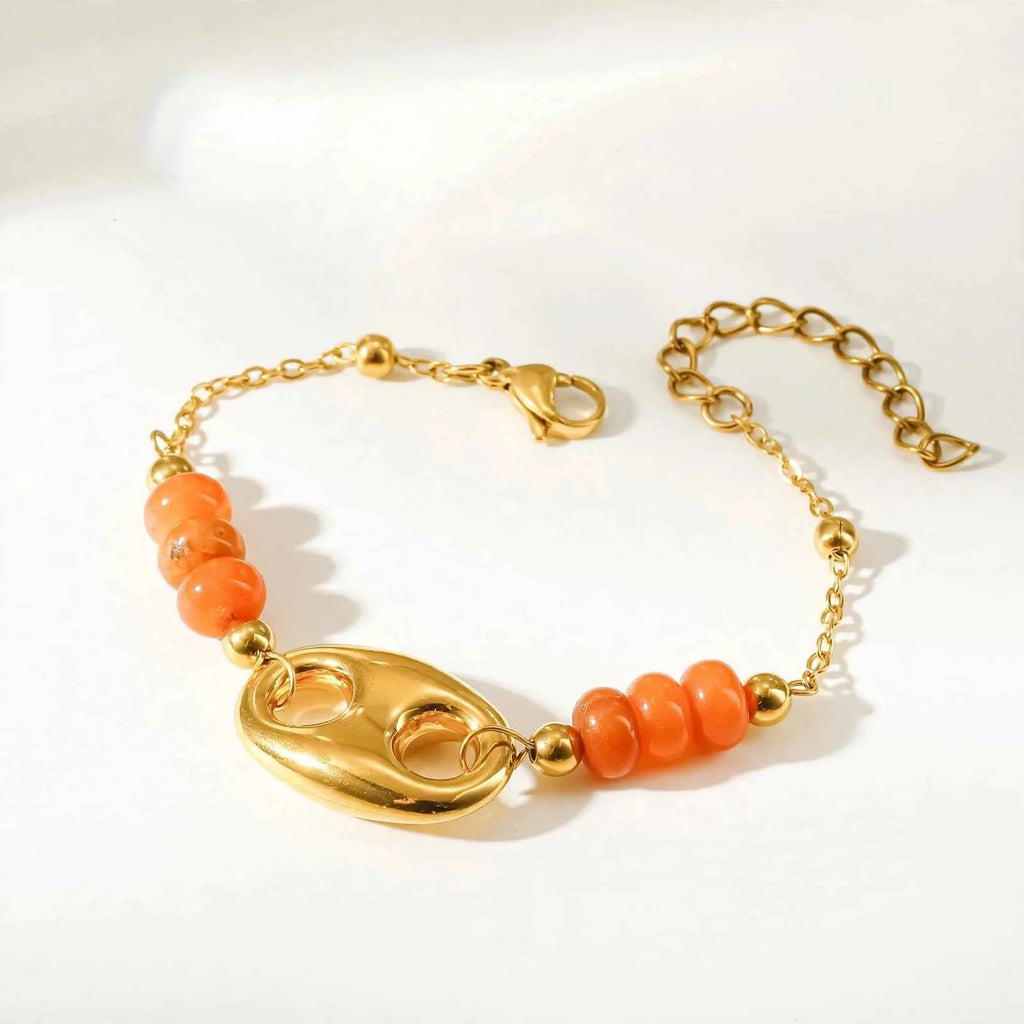 Bracelet Lya Maille grain de café et Cornaline