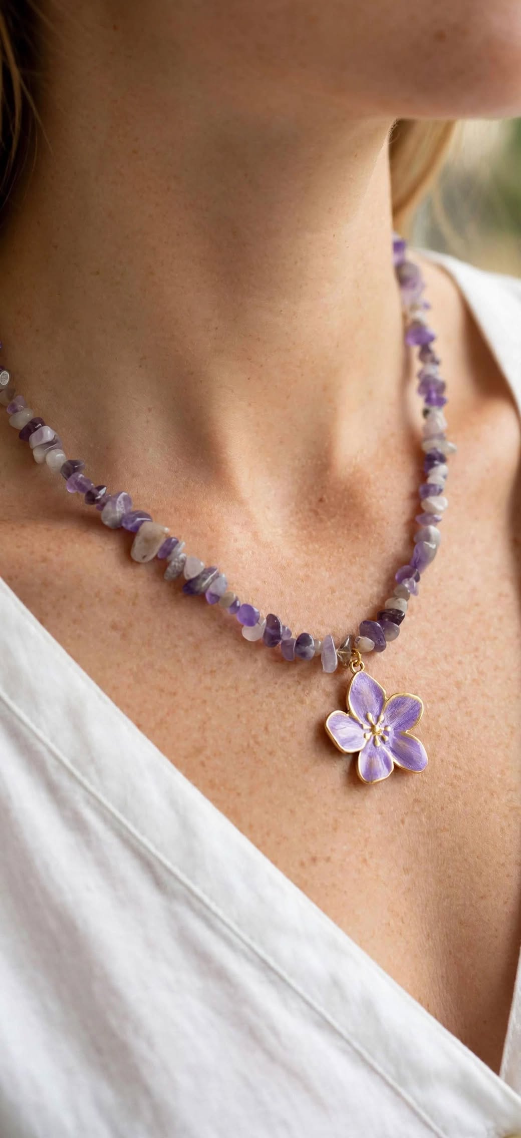 Collier VIOLETTE | Améthyste & Acier Inoxydable | BisouBijoux