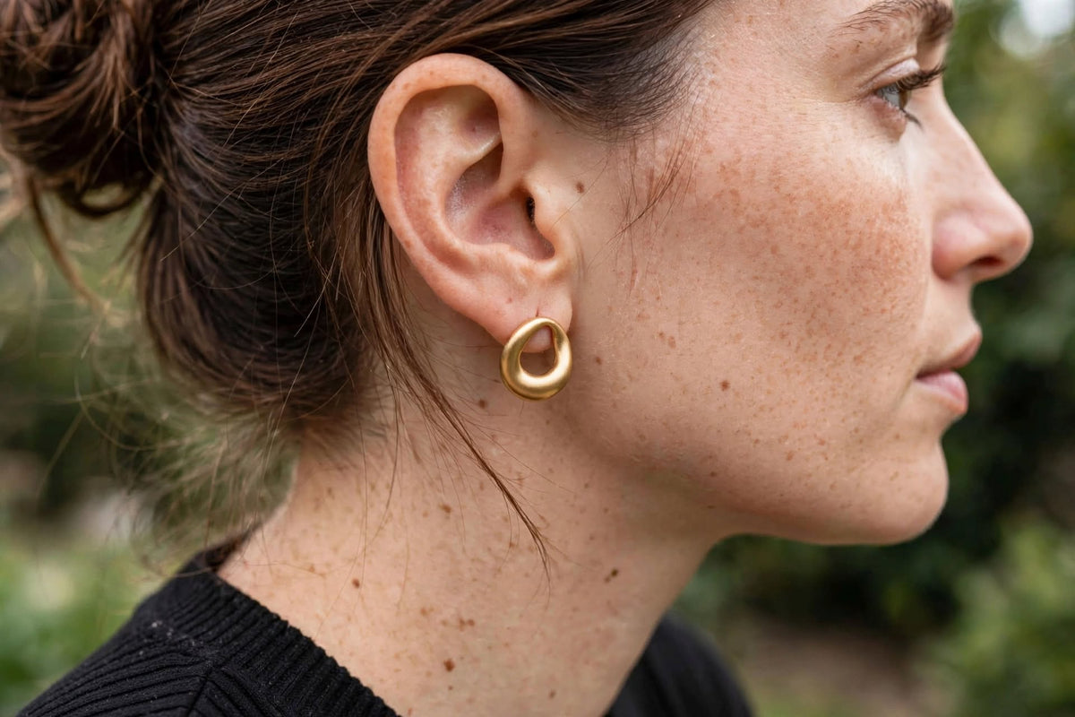 Boucle d'Oreille Rond en Acier Inoxydable