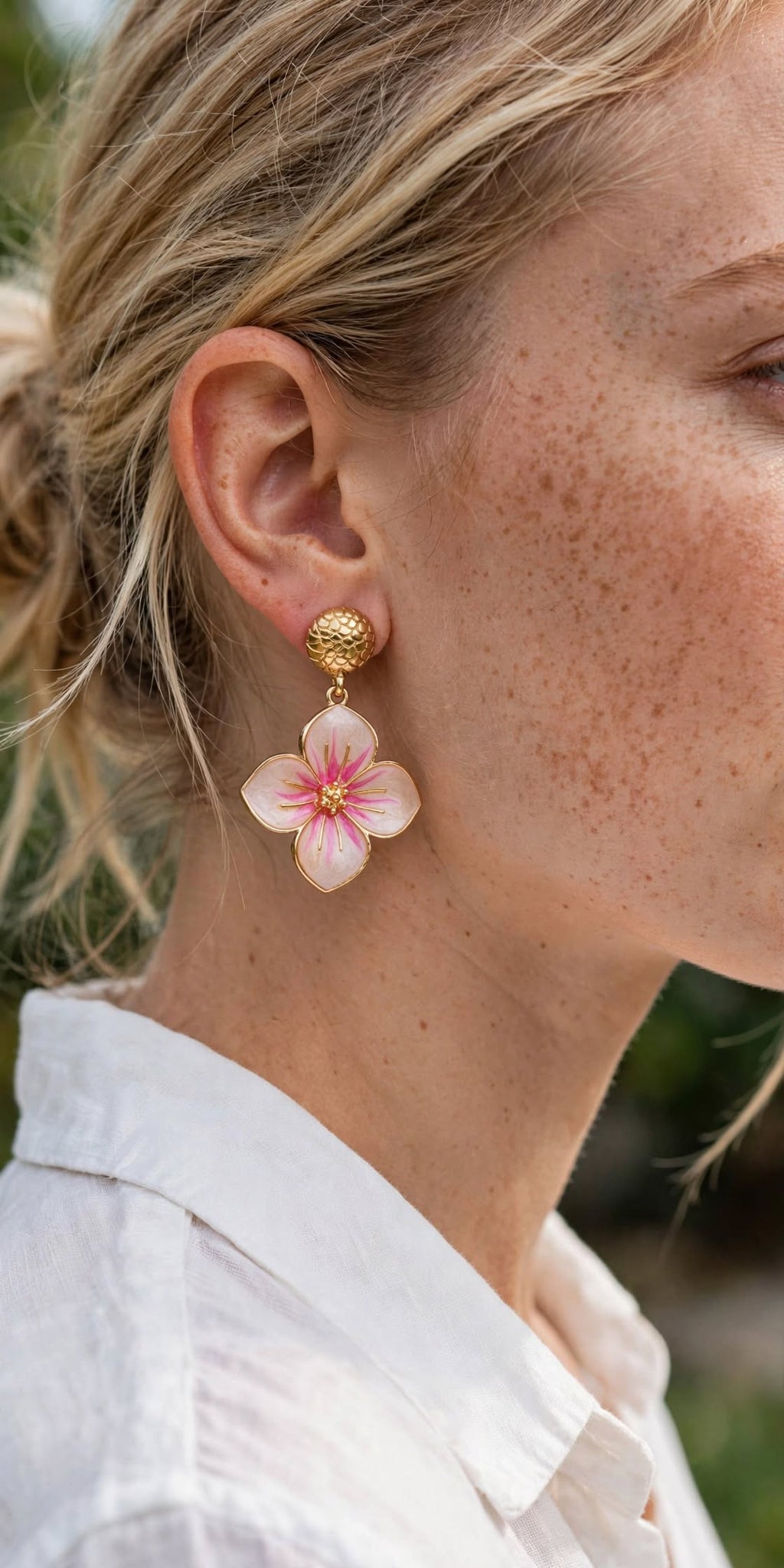 Boucles d'Oreilles FLORA Dorées | Acier Inoxydable | BisouBijoux