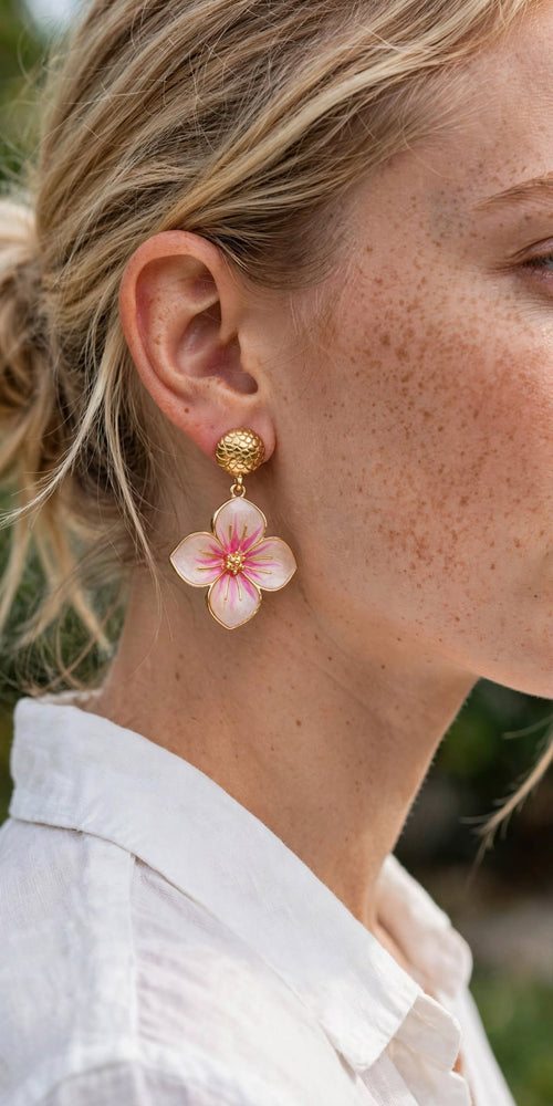 Boucles d'Oreilles FLORA Dorées | Acier Inoxydable | BisouBijoux