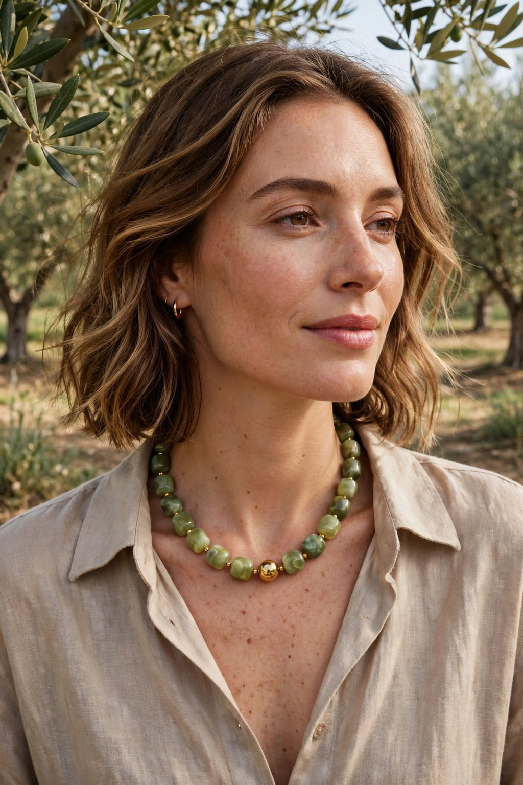 Collier SUZIE Vert | Résine Dorée & Acier Inoxydable | BisouBijoux