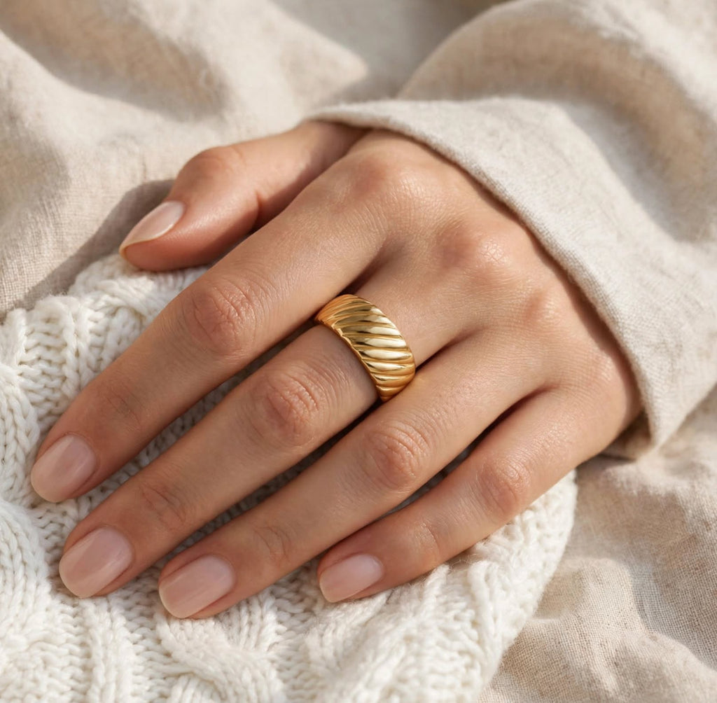 Bague Sylvie -Acier inoxydable -Doré