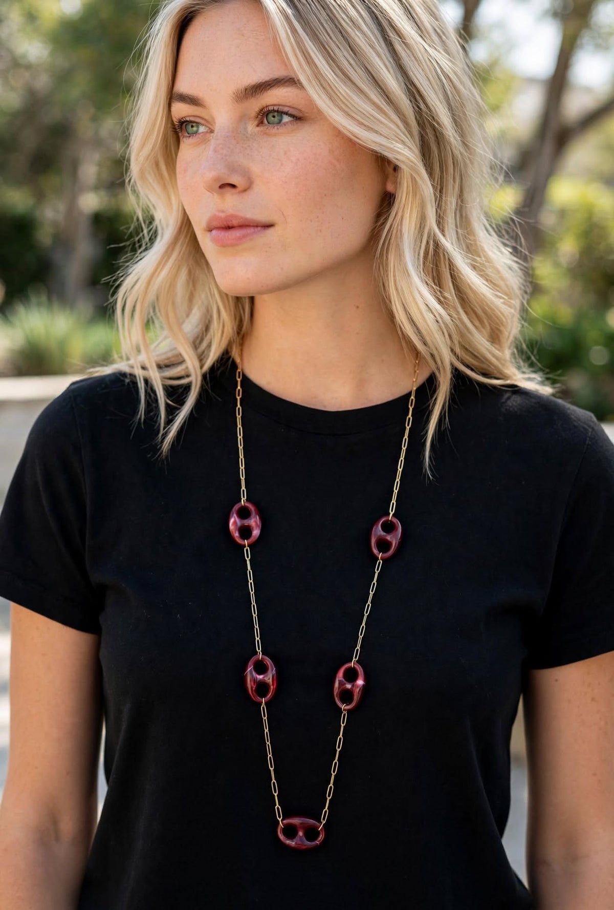 Sautoir Ninon Doré | Maillons Résine Ajouré | BisouBijoux
