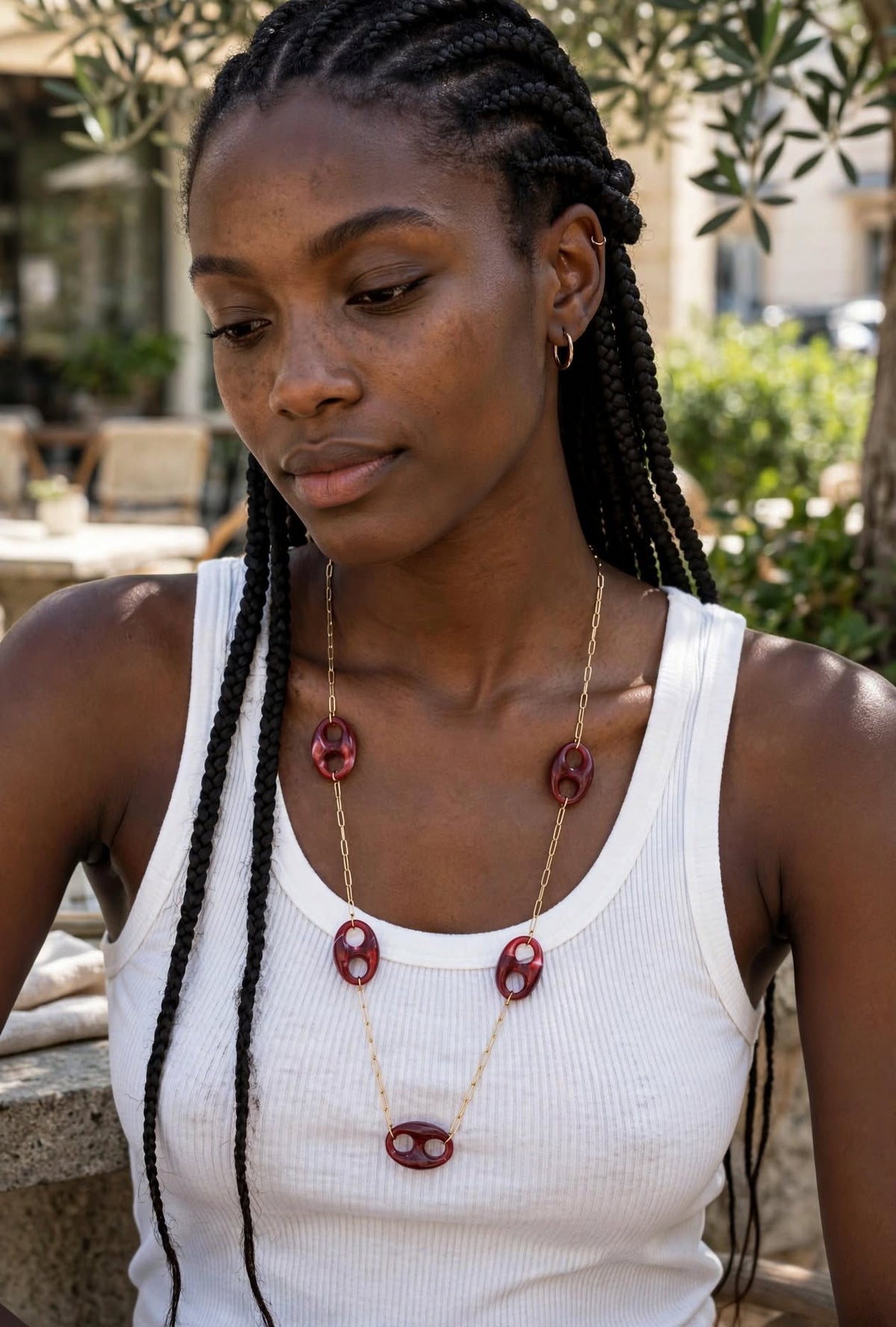 Sautoir Ninon Doré | Maillons Résine Ajouré | BisouBijoux