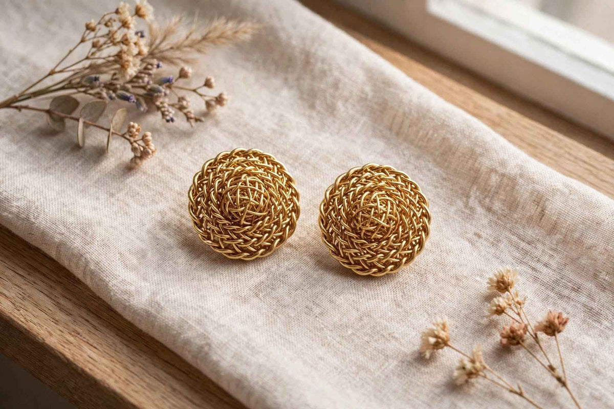 Boucles d'oreilles Maria  en acier inoxydable doré