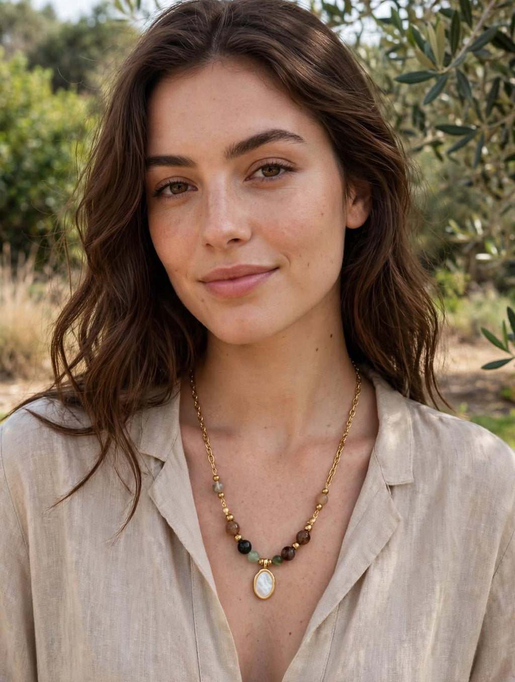 Collier GAÏA - Acier inoxydable doré & perles naturelles