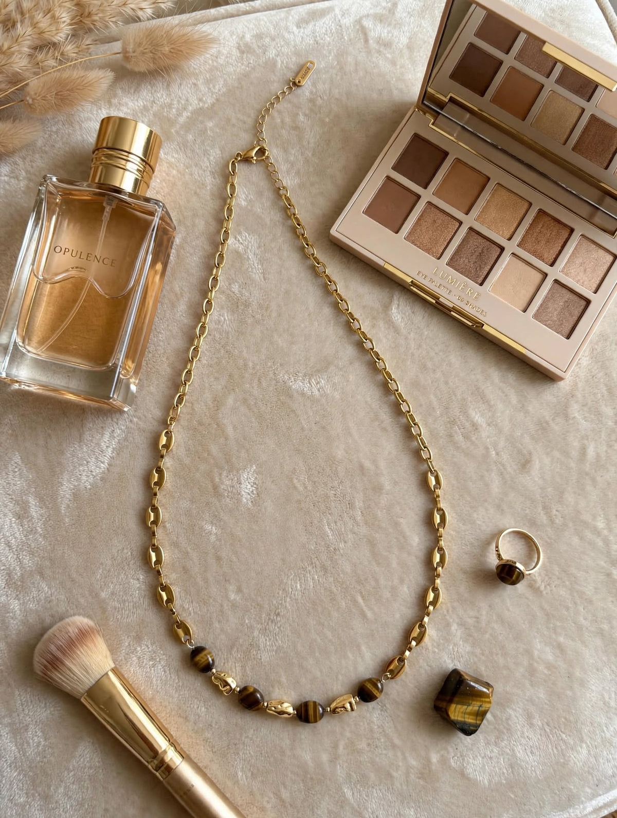 Collier Diane -Acier inoxydable et Pierre naturelle -Œil de tigre