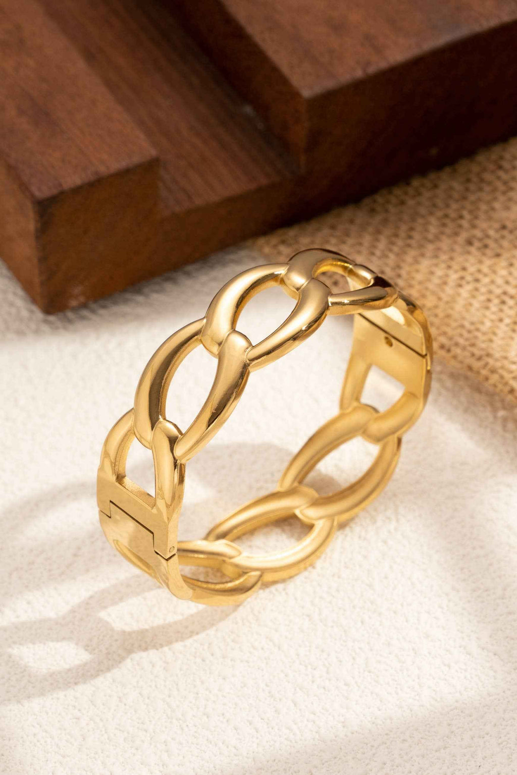 Bracelet chaîne ovale femme acier inoxydable doré massif