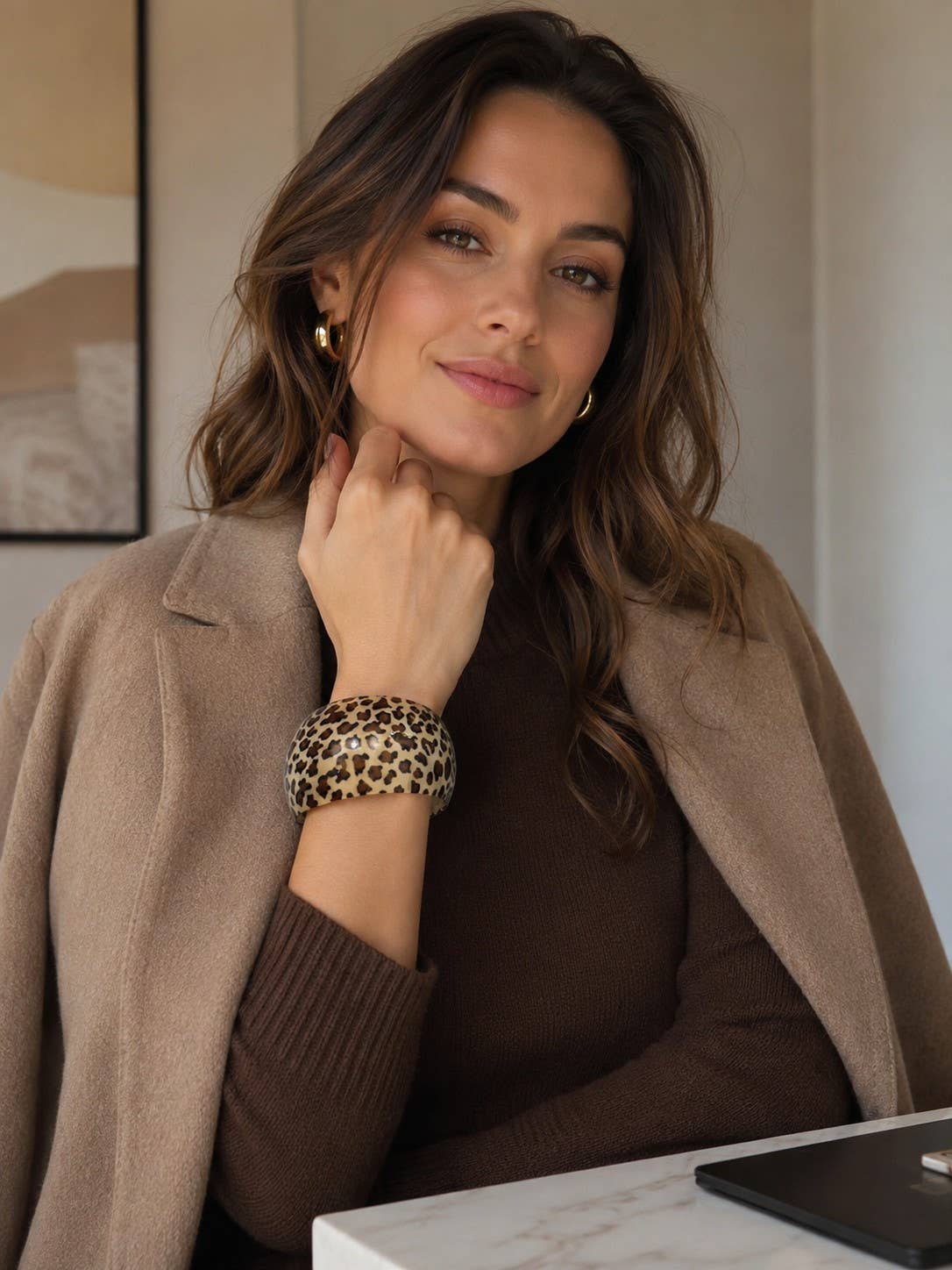 Bracelet Denise, manchette en leopard